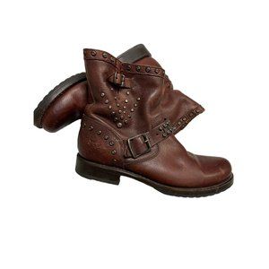 Frye Veronica Studded Leather Moto Boots-sz 7.5